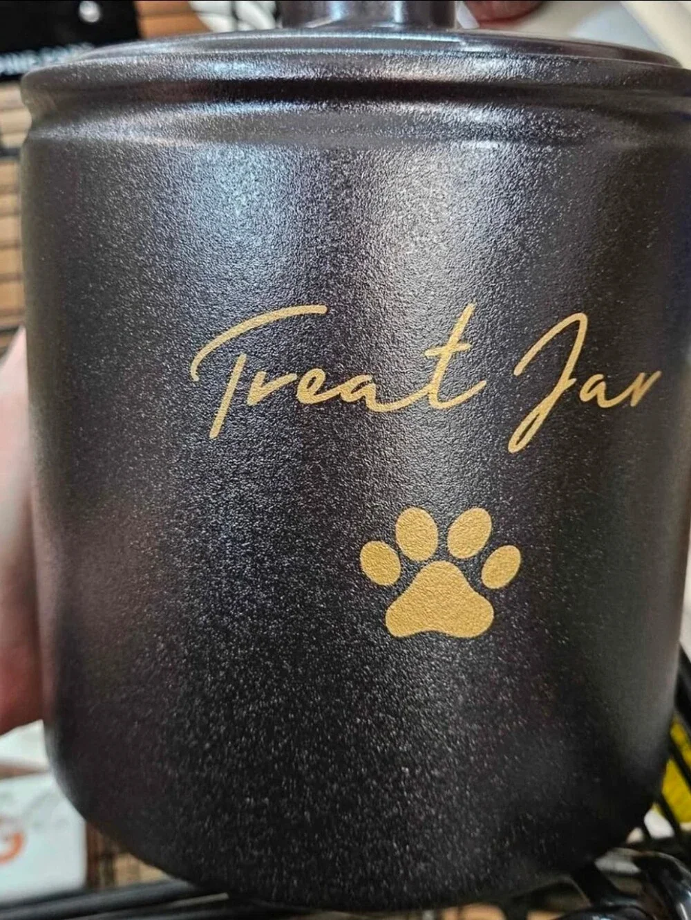 Black Top-Paws Treat Jar Canister 6